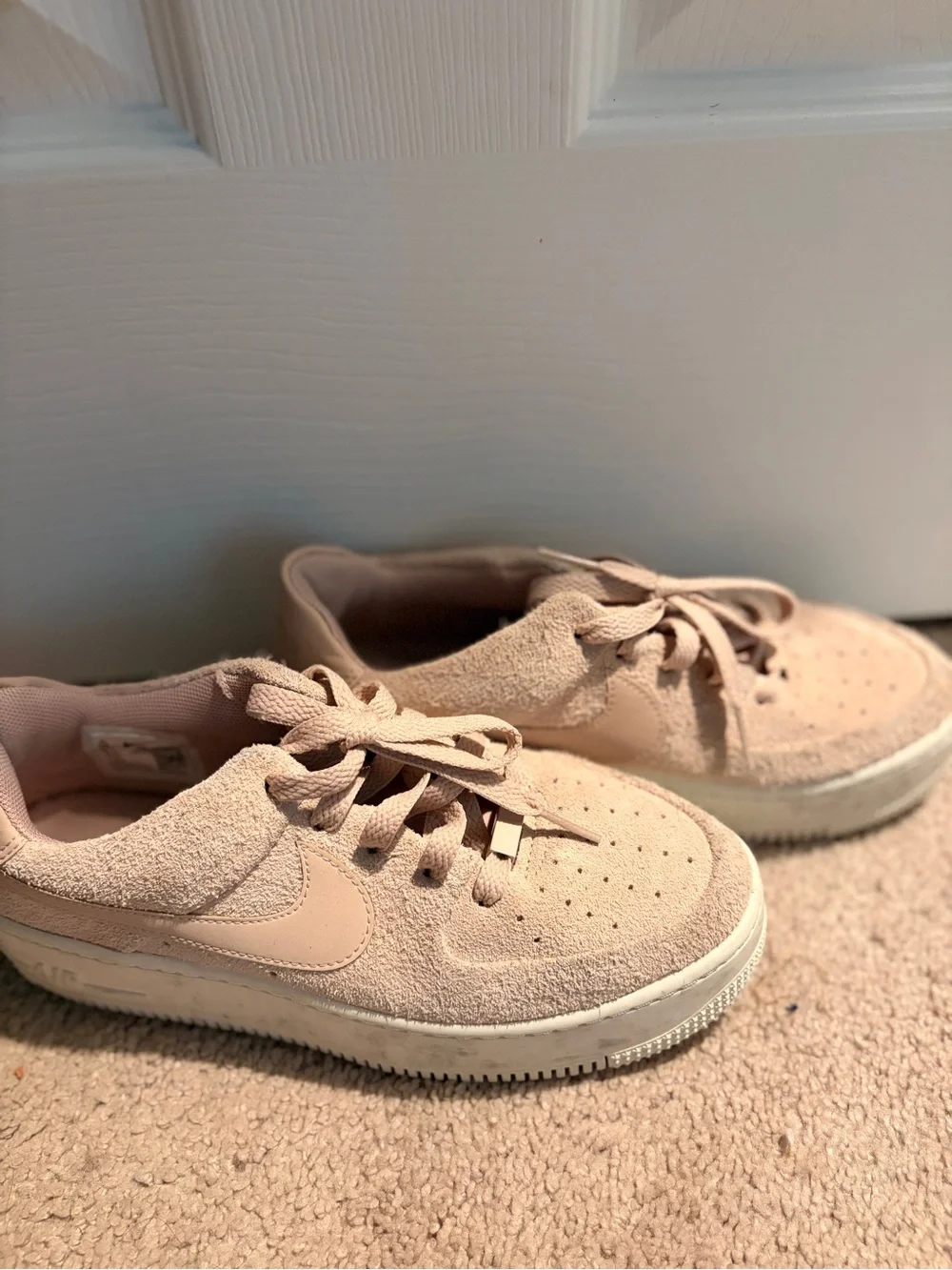 Nike Women’s Light Pink Suede Platform Sneakers